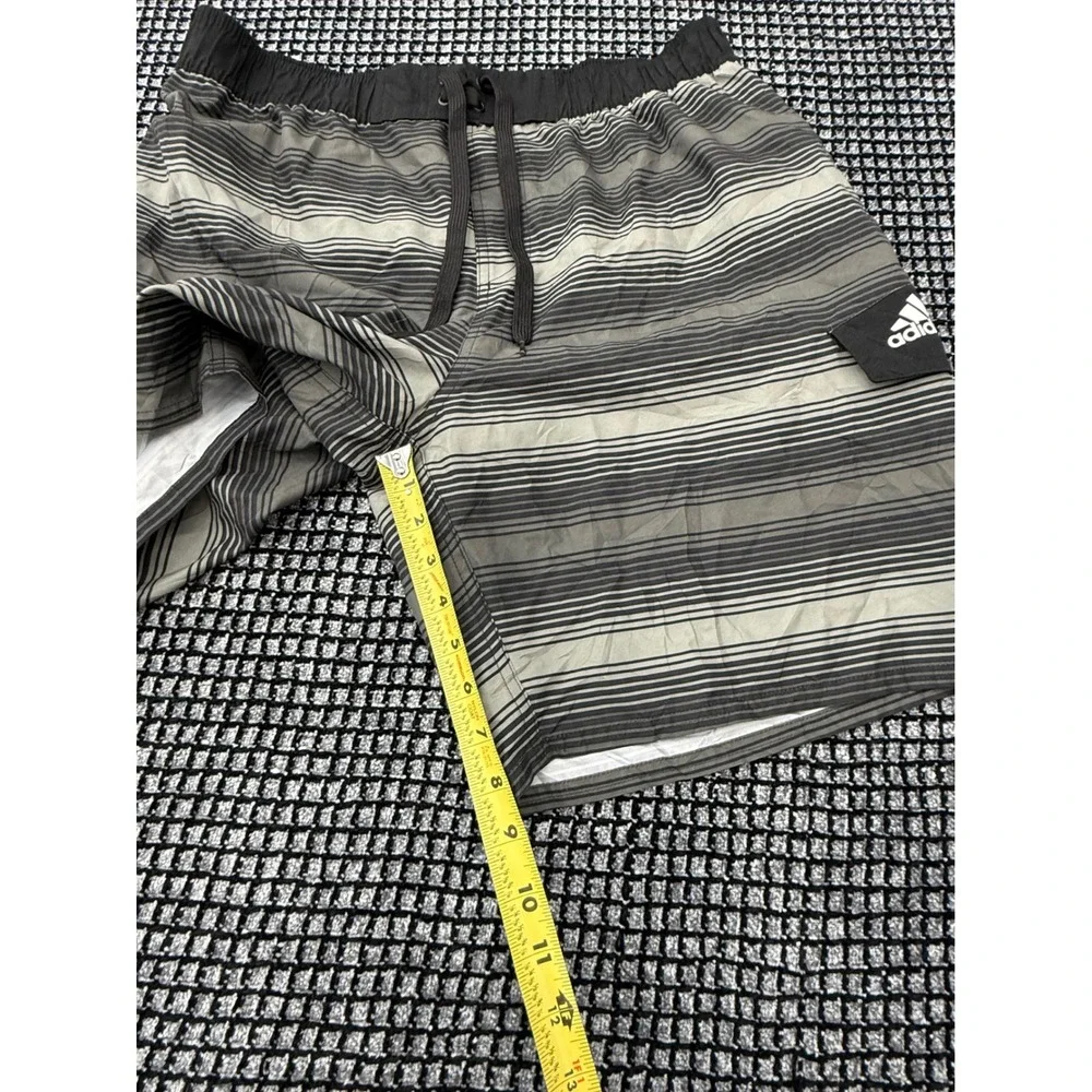 Adidas Board Shorts Mens XL Black Grey Excellent Striped Mesh Lined‎ Swim Trunks